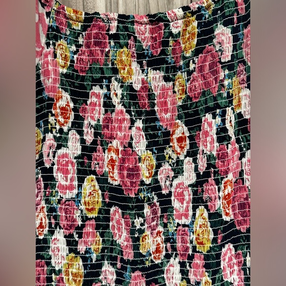 Floral Print Off Shoulder Ruffle Hem Shirred Bodycon Dress - Picture 7 of 9